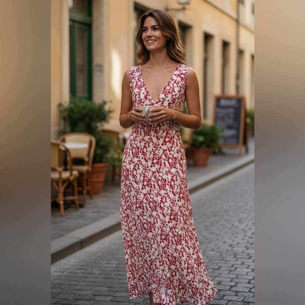 Free People Women’s Vintage Red White Floral Sleeveless Dress! Size 8! - Picture 13 of 13
